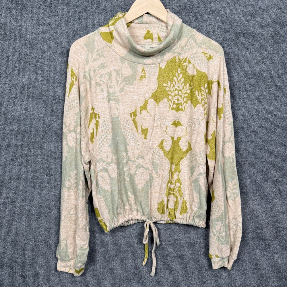 Saturday Sunday by Anthropologie Sweatshirt Small Drawstring Tan Soft Abstract‎